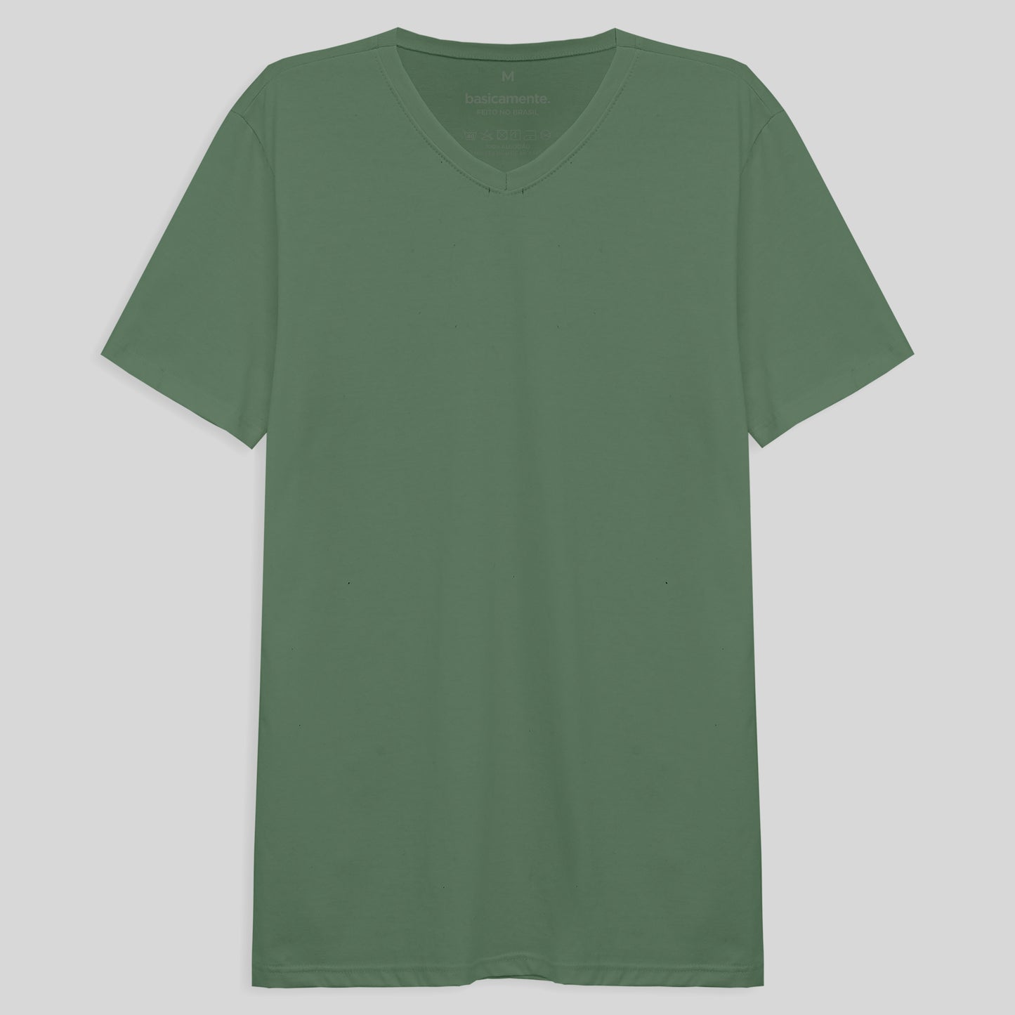 Camiseta Básica Gola V Masculina - Verde Oliva