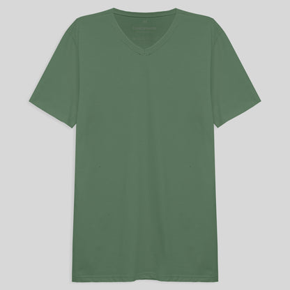 Camiseta Básica Gola V Masculina - Verde Oliva