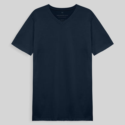 Camiseta Básica Gola V Masculina - Azul Marinho