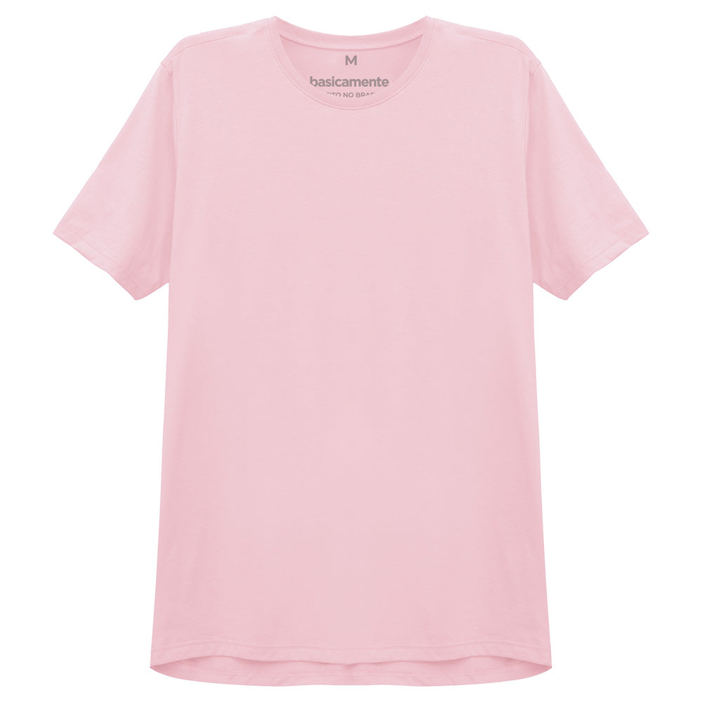 Camiseta Básica Gola V Masculina - Rosa Orquídea