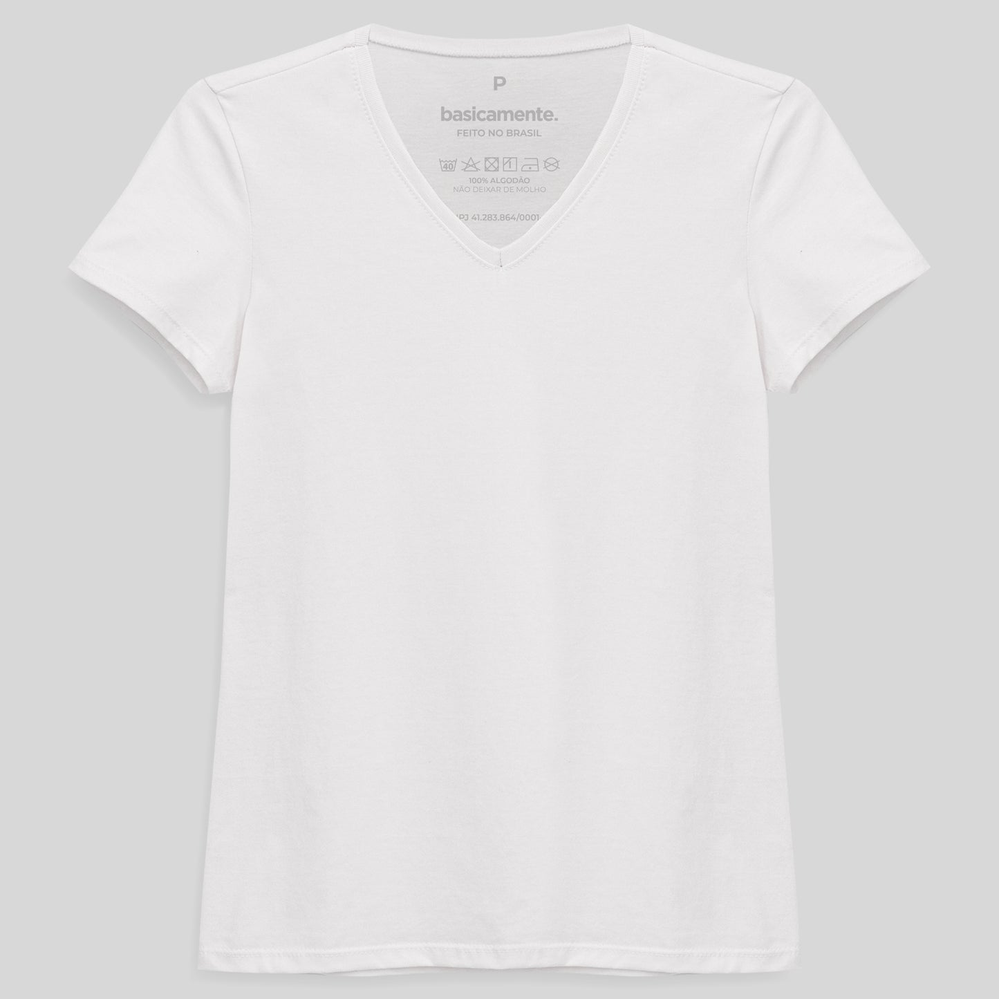 Camiseta Slim Gola V Feminina - Branco