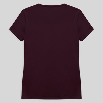Camiseta Slim Gola V Feminina - Vermelho Vinho