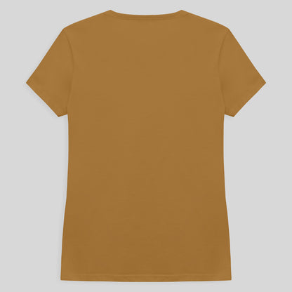 Camiseta Slim Gola V Feminina - Ocre