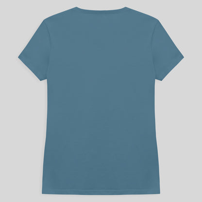 Camiseta Slim Gola V Feminina - Azul Celeste