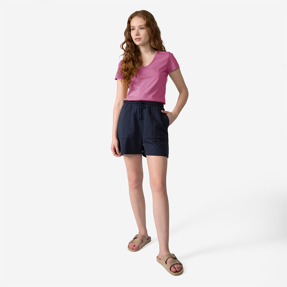 Camiseta Slim Gola V Feminina - Roxo Purpura