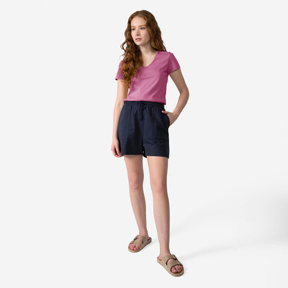 Camiseta Slim Gola V Feminina - Roxo Purpura