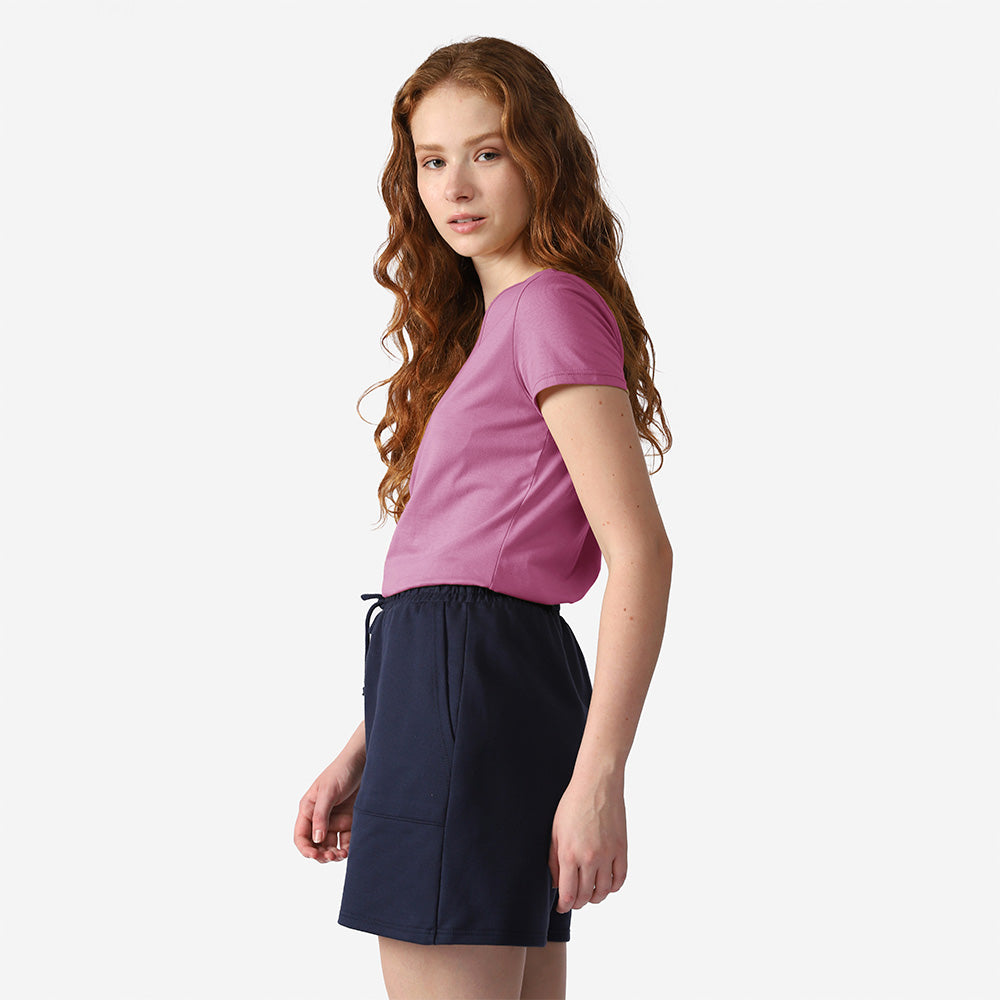 Camiseta Slim Gola V Feminina - Roxo Purpura