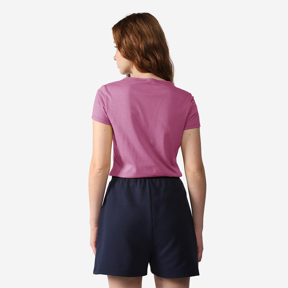 Camiseta Slim Gola V Feminina - Roxo Purpura