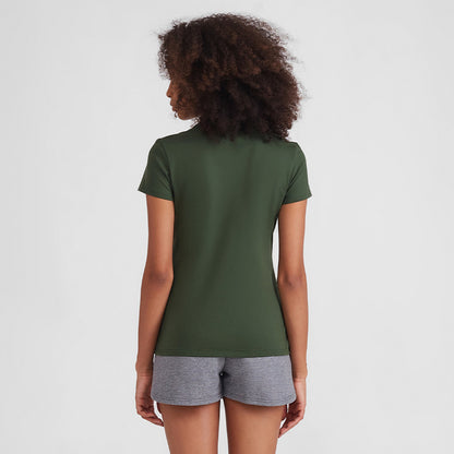Camiseta Slim Gola V Feminina - Verde Selva