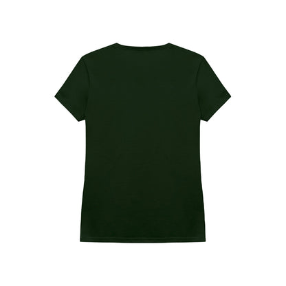 Camiseta Slim Gola V Feminina - Verde Selva