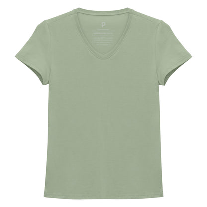 Camiseta Slim Gola V Feminina - Verde Oliva
