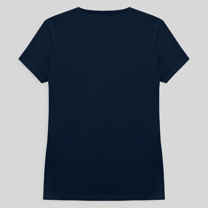 Camiseta Slim Gola V Feminina - Azul Marinho
