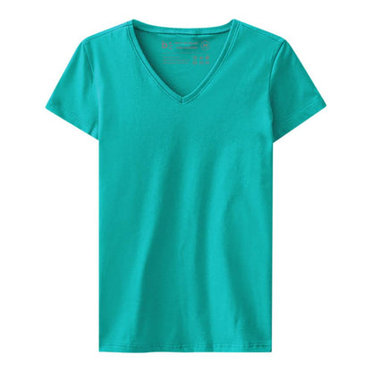 Camiseta Slim Gola V Feminina - Verde Moss