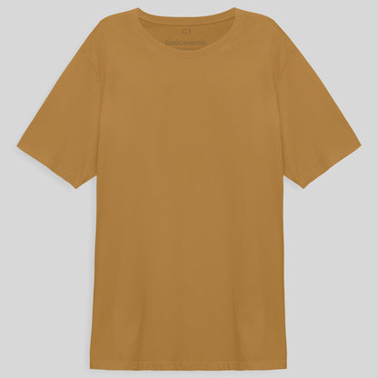 Camiseta Básica Plus Masculina - Ocre