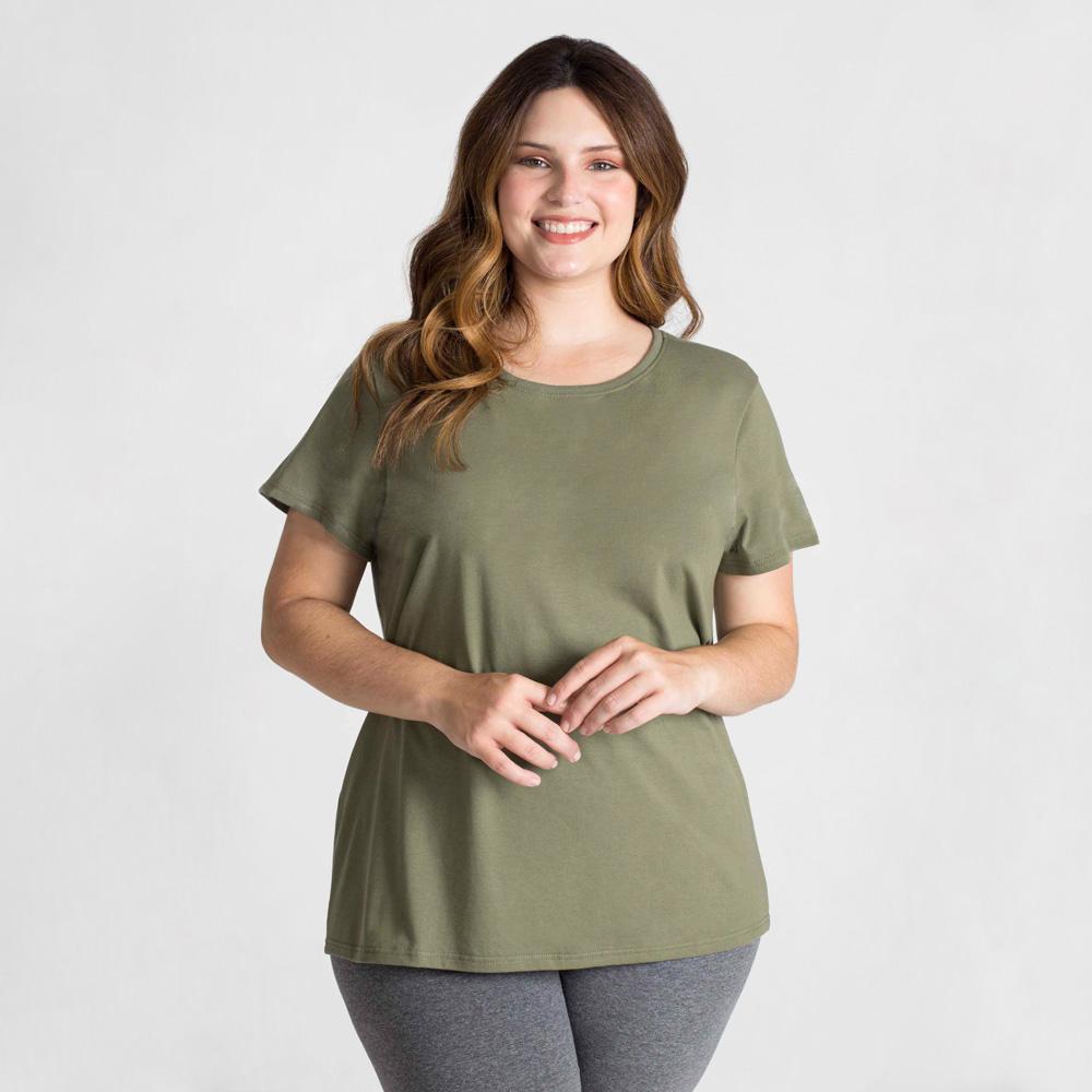 Camiseta Babylook Algodão Premium Plus Feminina - Verde Militar