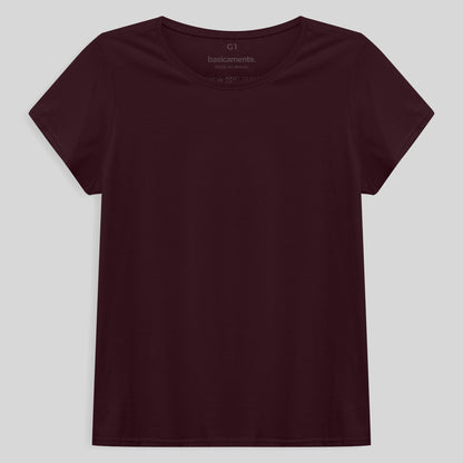 Camiseta Babylook Algodão Premium Plus Feminina - Vermelho Vinho