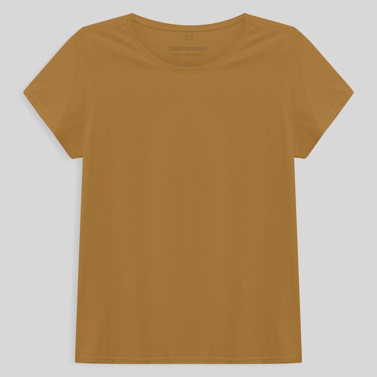 Camiseta Babylook Algodão Premium Plus Feminina - Ocre
