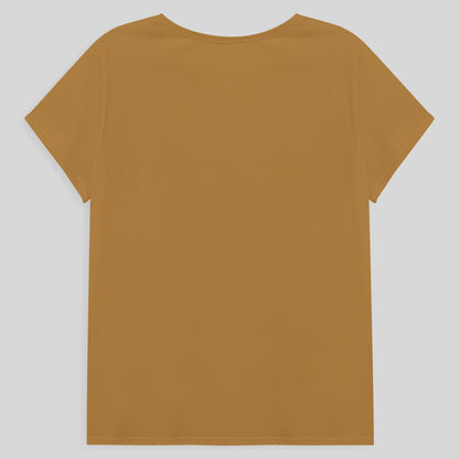 Camiseta Babylook Algodão Premium Plus Feminina - Ocre