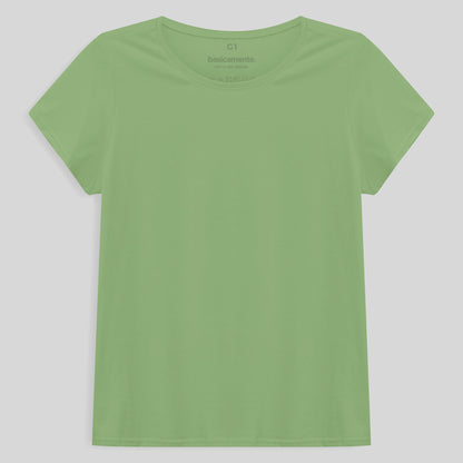 Camiseta Babylook Algodão Premium Plus Feminina - Verde Jade