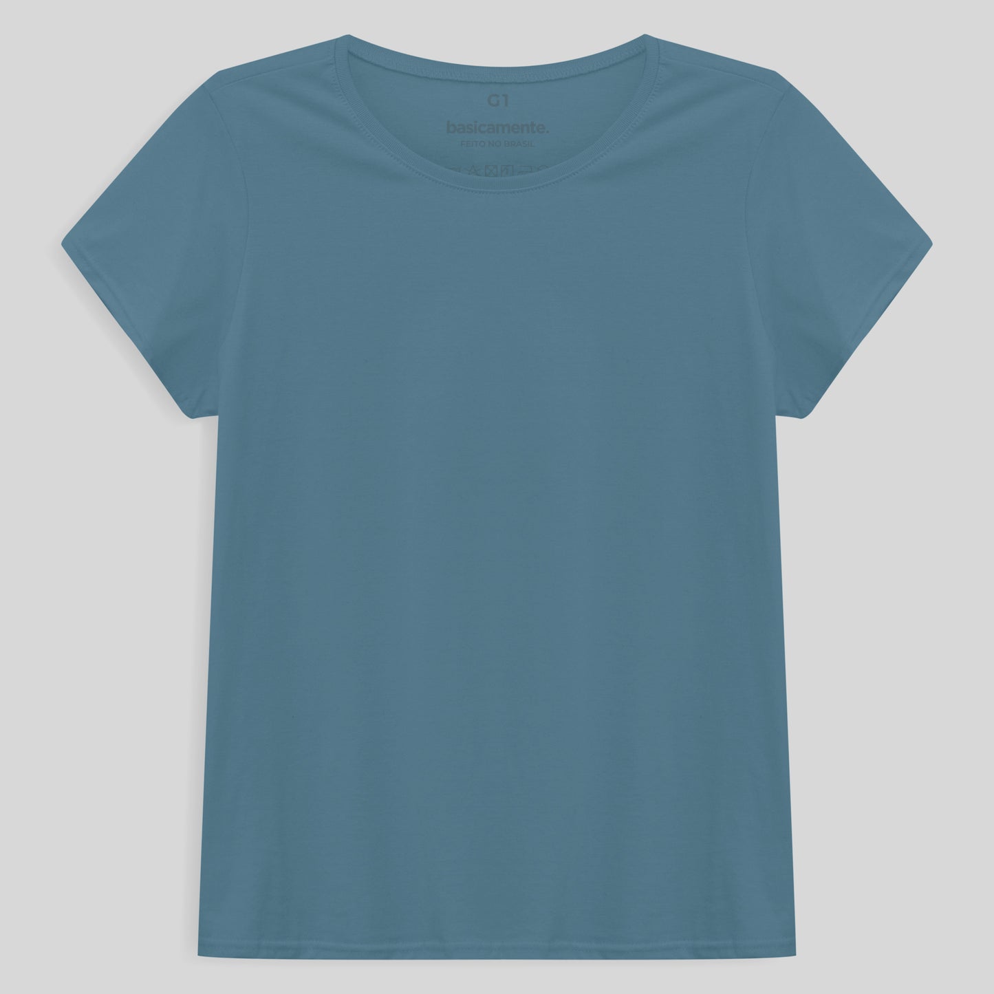 Camiseta Babylook Algodão Premium Plus Feminina - Azul Celeste