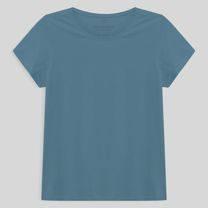 Camiseta Babylook Algodão Premium Plus Feminina - Azul Celeste