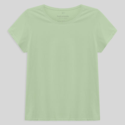 Camiseta Babylook Algodão Premium Plus Feminina - Verde Menta
