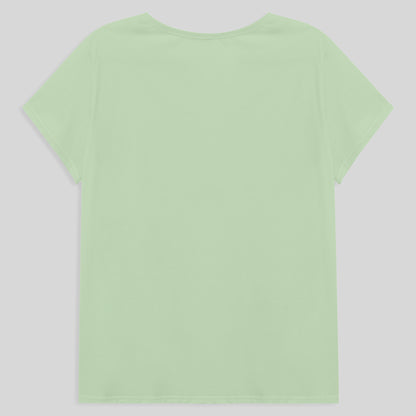 Camiseta Babylook Algodão Premium Plus Feminina - Verde Menta