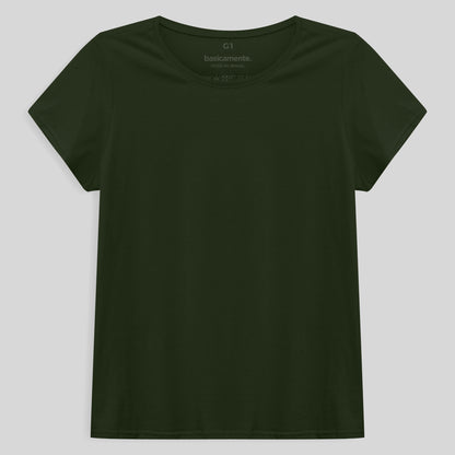 Camiseta Babylook Algodão Premium Plus Feminina - Verde Selva