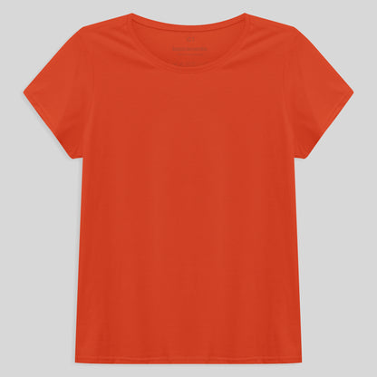 Camiseta Babylook Algodão Premium Plus Feminina - Laranja