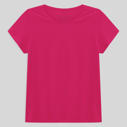 Camiseta Babylook Algodão Premium Plus Feminina - Pink