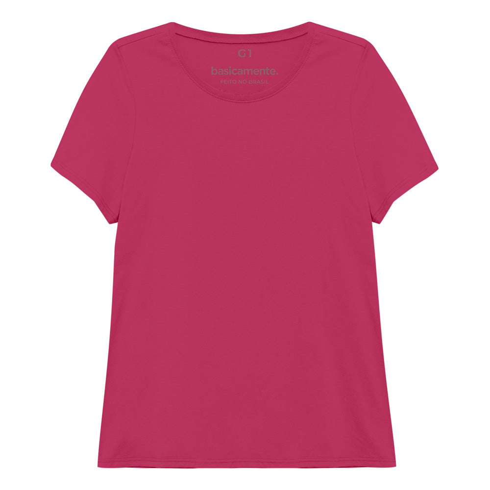 Camiseta Babylook Algodão Premium Plus Feminina - Pink