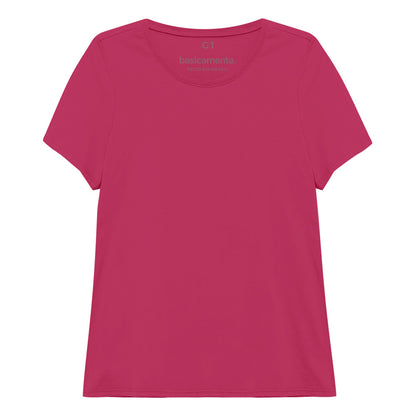 Camiseta Babylook Algodão Premium Plus Feminina - Pink