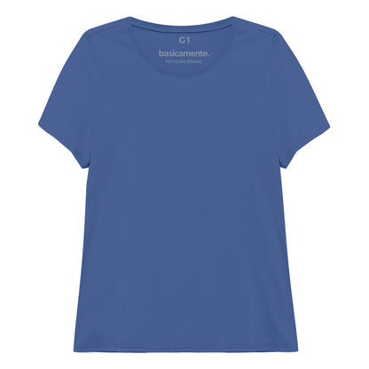 Camiseta Babylook Algodão Premium Plus Feminina - Azul Oceano