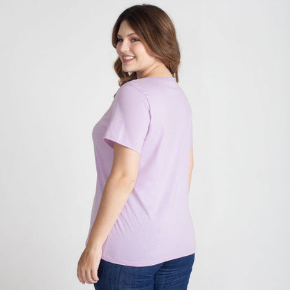 Camiseta Babylook Algodão Premium Plus Feminina - Lilás Lavanda
