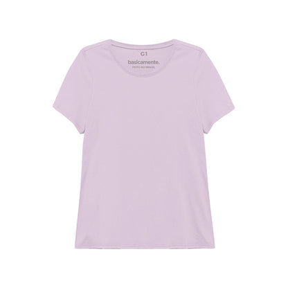 Camiseta Babylook Algodão Premium Plus Feminina - Lilás Lavanda