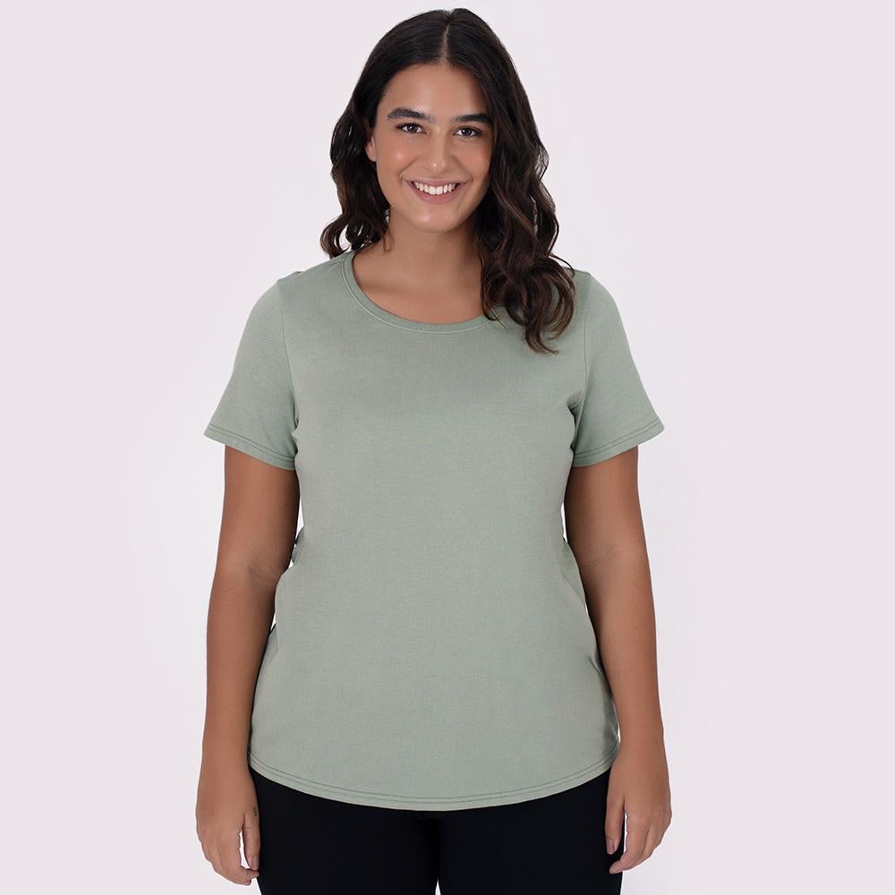 Camiseta Babylook Algodão Premium Plus Feminina - Verde Oliva