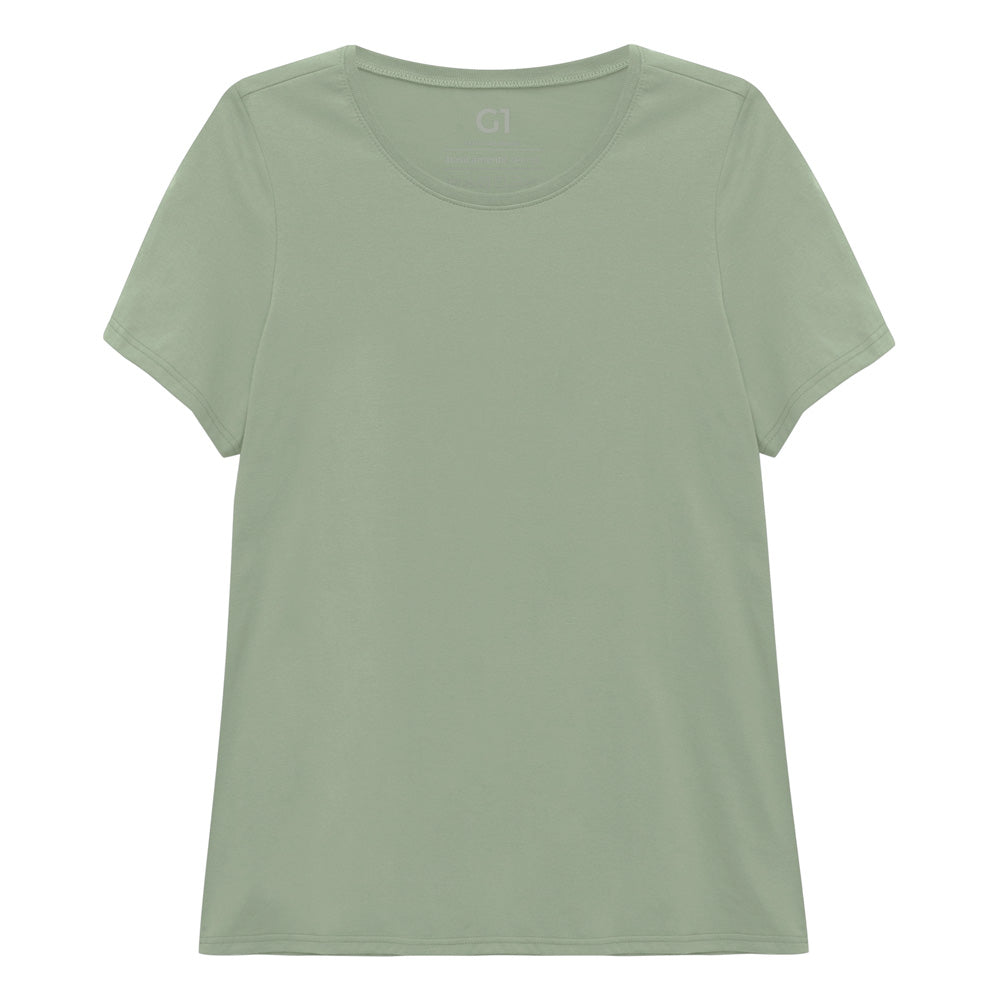 Camiseta Babylook Algodão Premium Plus Feminina - Verde Oliva