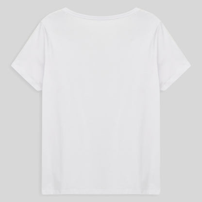 Camiseta Babylook Algodão Premium Gola V Plus Feminina - Branco