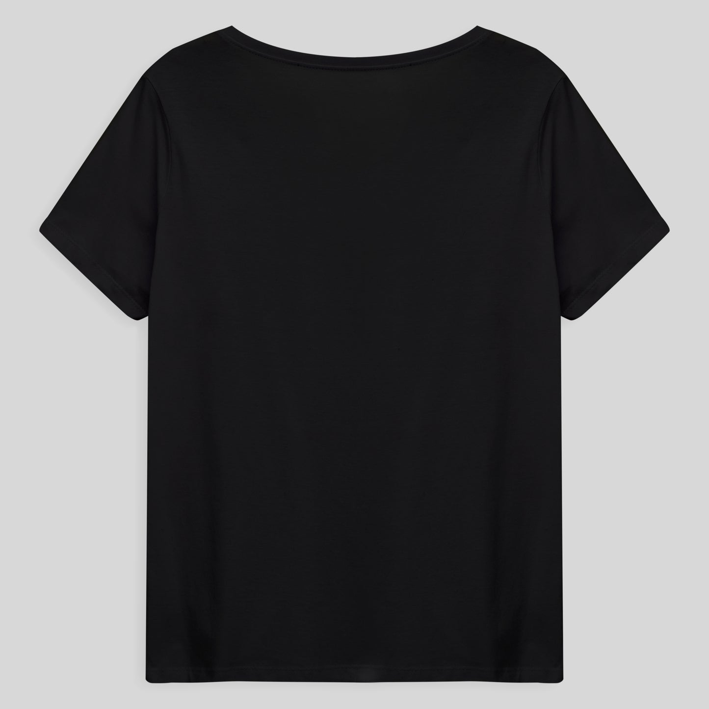 Camiseta Babylook Algodão Premium Gola V Plus Feminina - Preto