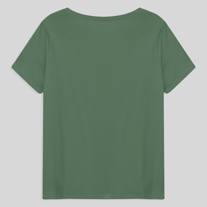 Camiseta Babylook Algodão Premium Gola V Plus Feminina - Verde Oliva