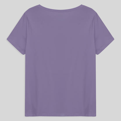 Camiseta Babylook Algodão Premium Gola V Plus Feminina - Lilás