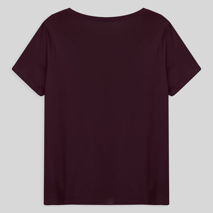 Camiseta Babylook Algodão Premium Gola V Plus Feminina - Vermelho Vinho