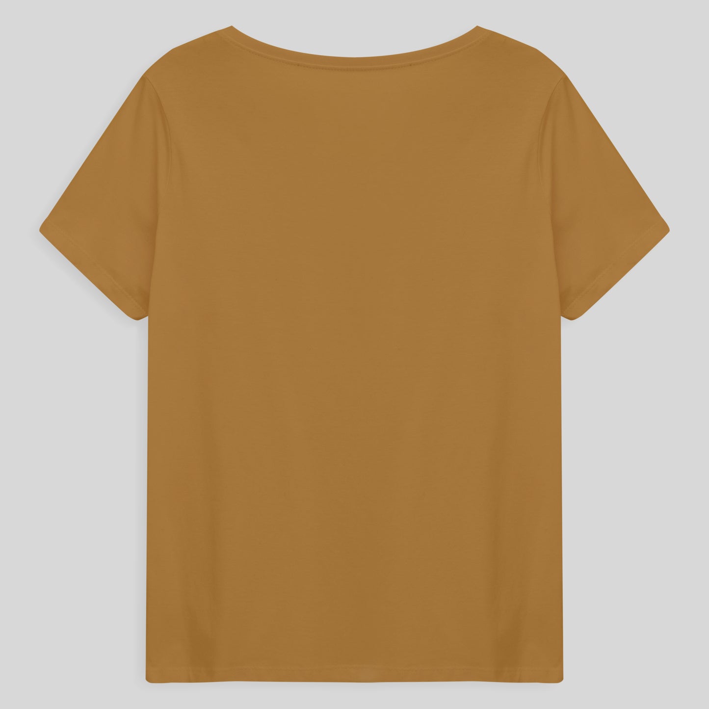 Camiseta Babylook Algodão Premium Gola V Plus Feminina - Ocre