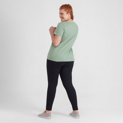 Camiseta Babylook Algodão Premium Gola V Plus Feminina - Verde Jade
