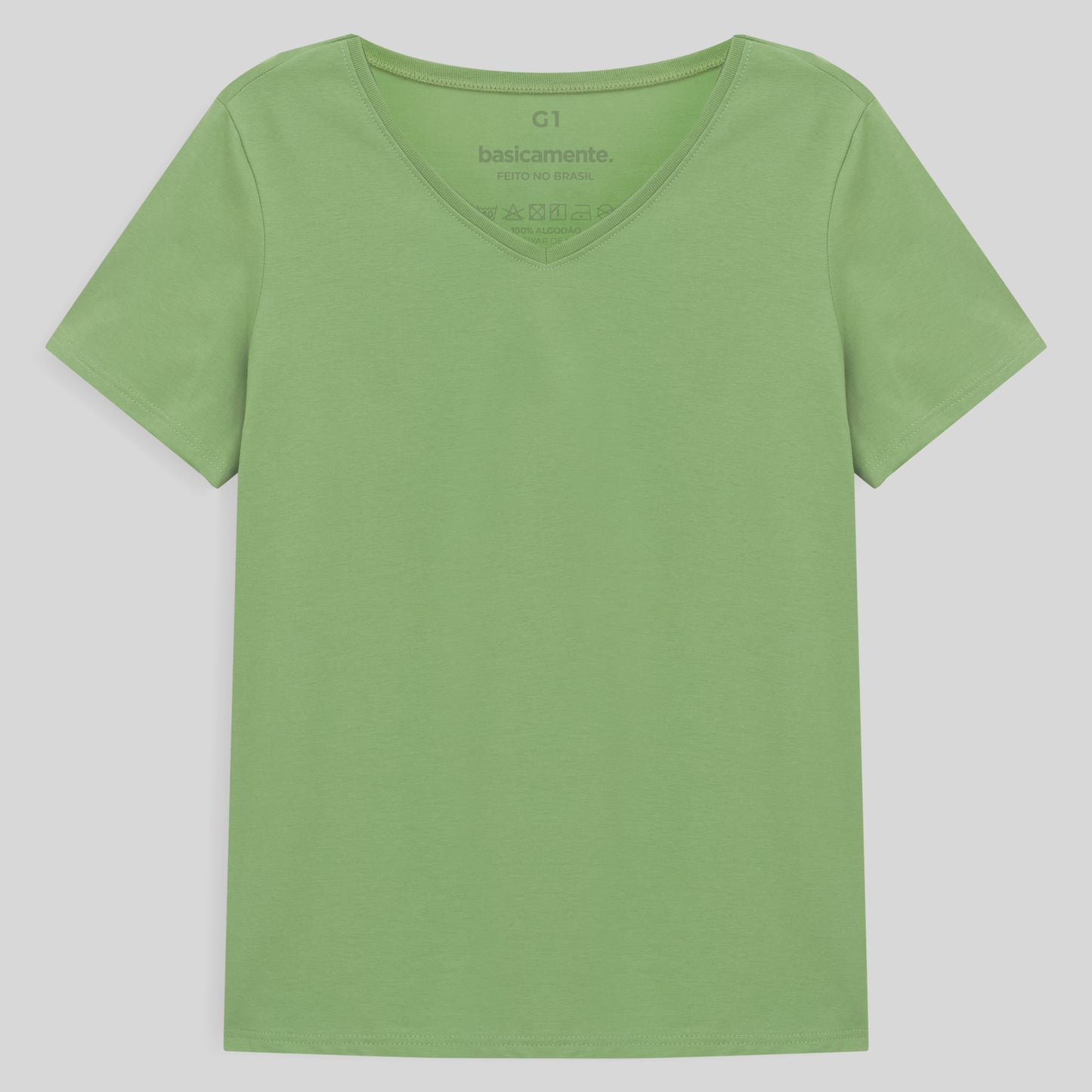 Camiseta Babylook Algodão Premium Gola V Plus Feminina - Verde Jade