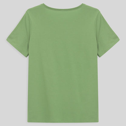 Camiseta Babylook Algodão Premium Gola V Plus Feminina - Verde Jade