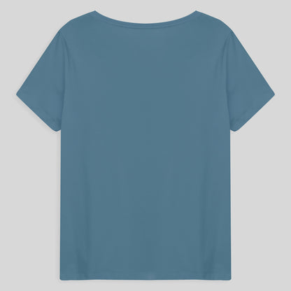 Camiseta Babylook Algodão Premium Gola V Plus Feminina - Azul Celeste
