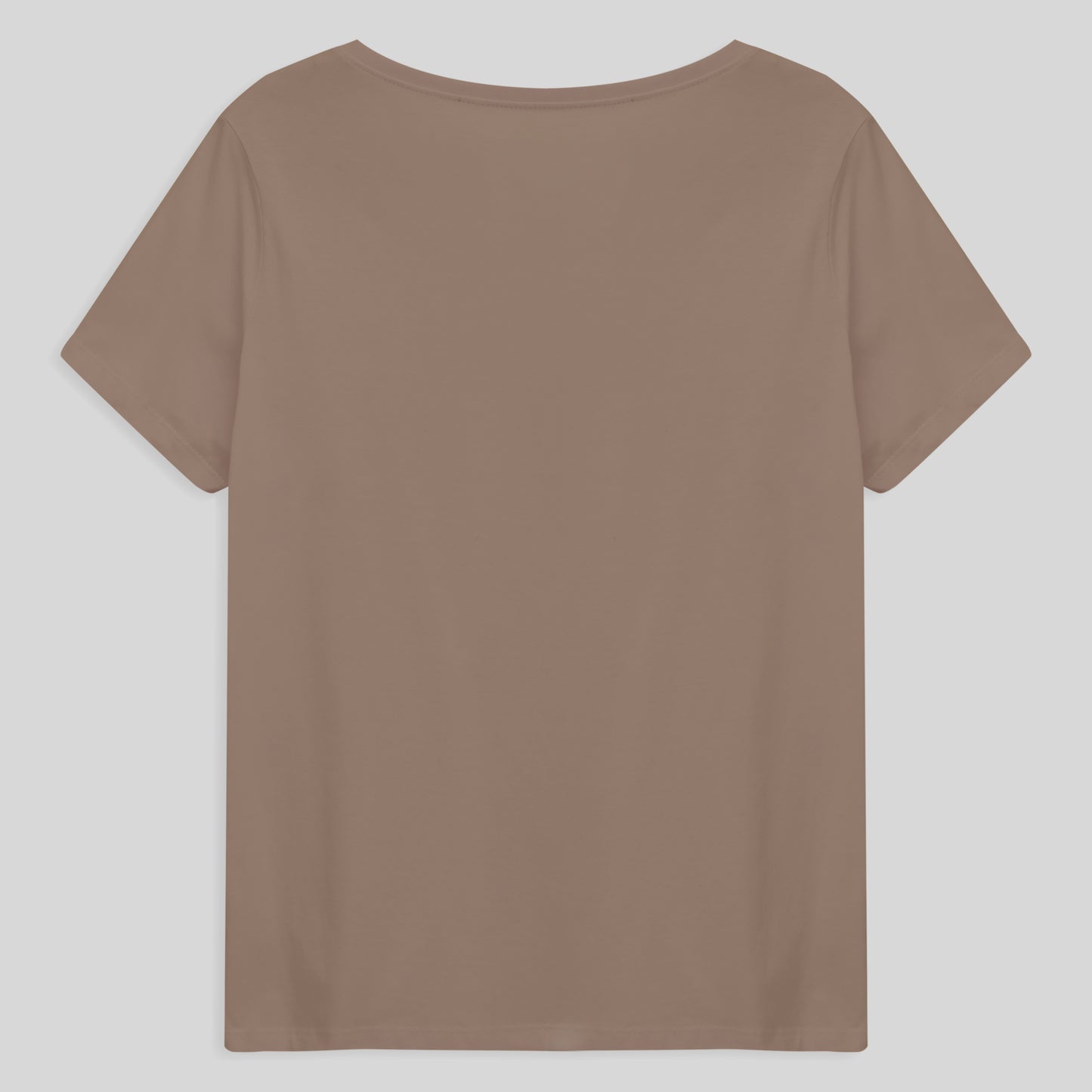 Camiseta Babylook Algodão Premium Gola V Plus Feminina - Bege Claro