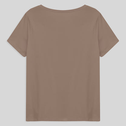 Camiseta Babylook Algodão Premium Gola V Plus Feminina - Bege Claro