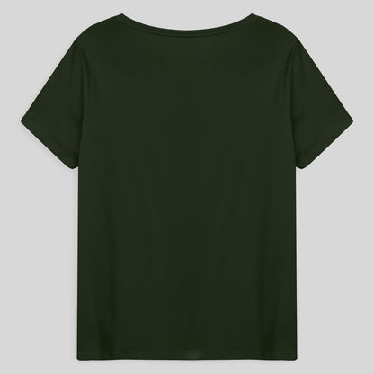 Camiseta Babylook Algodão Premium Gola V Plus Feminina - Verde Selva